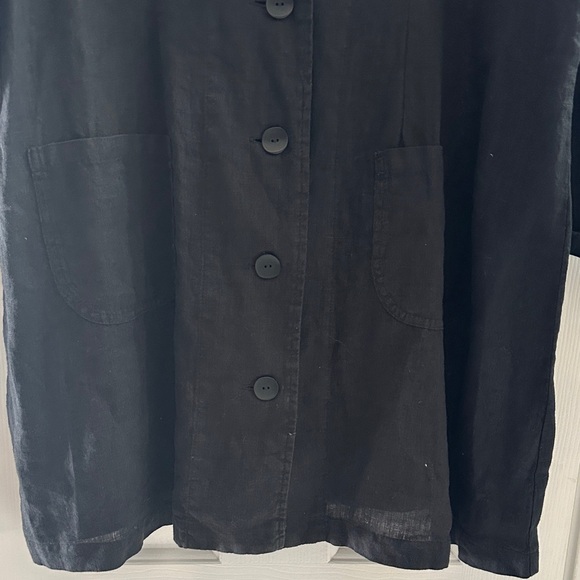 Flax Black 100% Linen Blazer Jacket Women’s Large Lightweight Breathable Casual - Picture 3 of 11